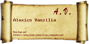 Alexics Vaszilia névjegykártya